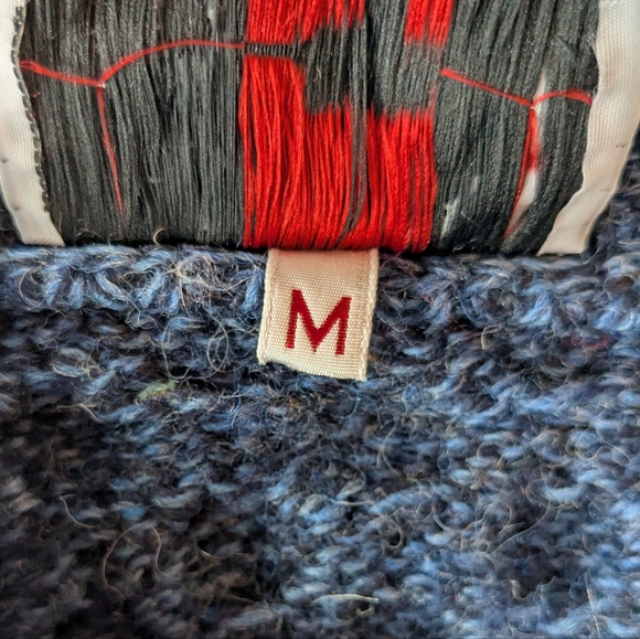 Avoca Ireland Pure New Wool Sweater Mens M Blue Fleck Donegal Cable Knit Vintage - Picture 9 of 12